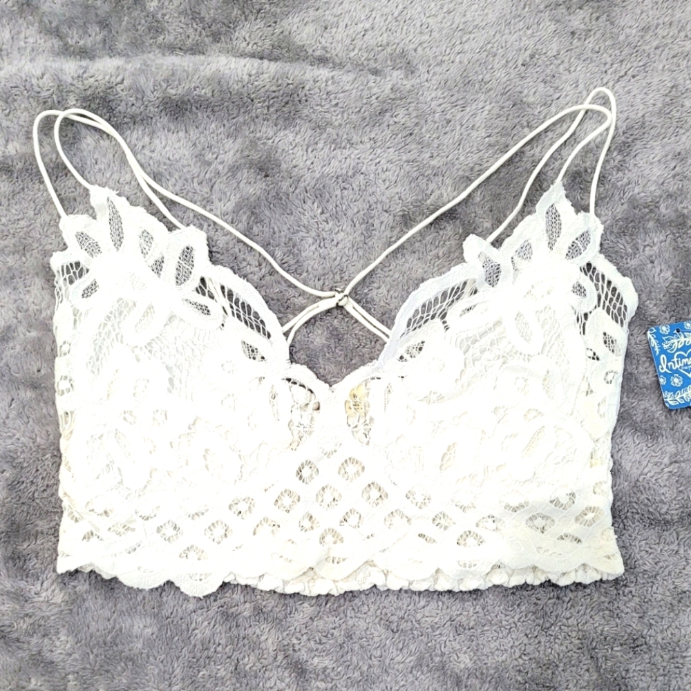 NWT, Free People, Large, White, Bralette, Strappy, Lace